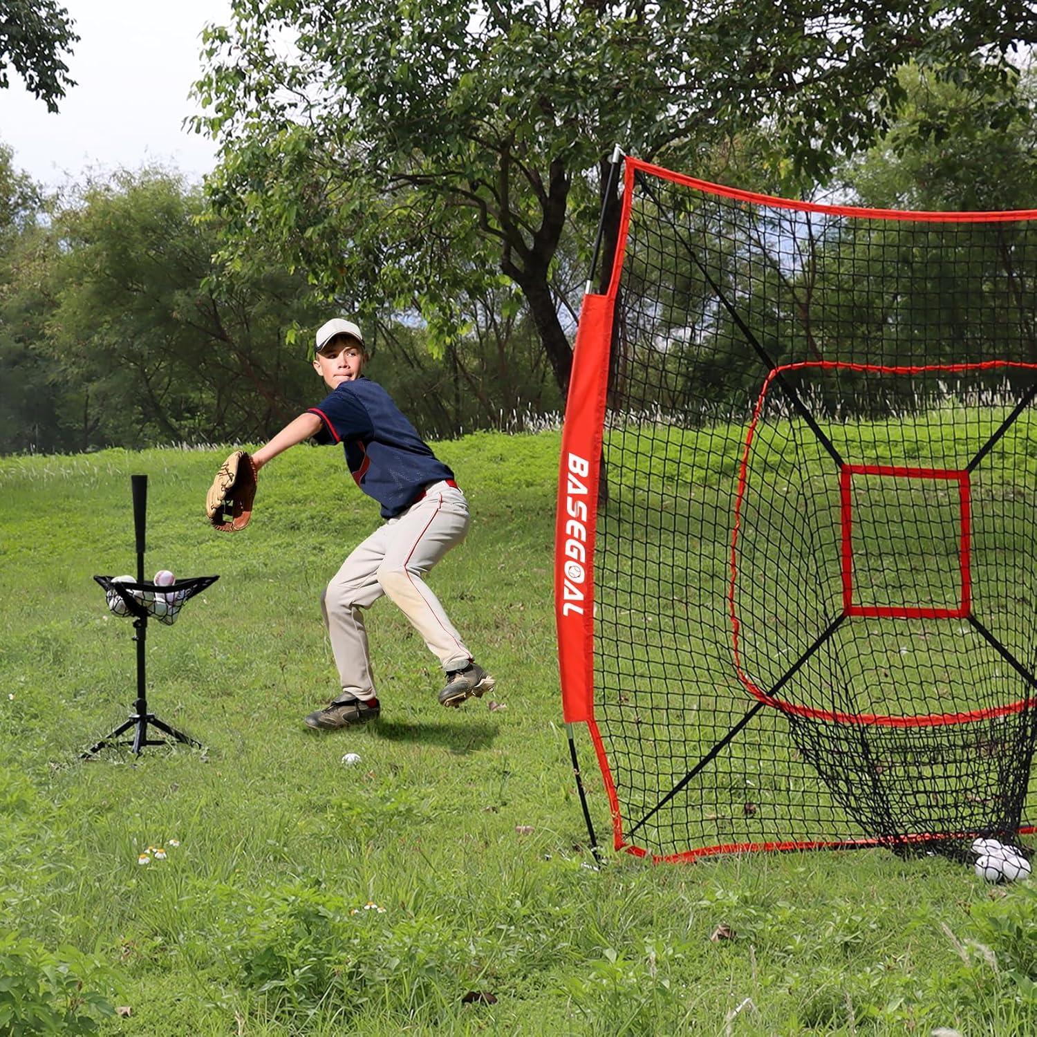 Tee de Bateo Portátil BaseGoal con Caddy para Pelotas