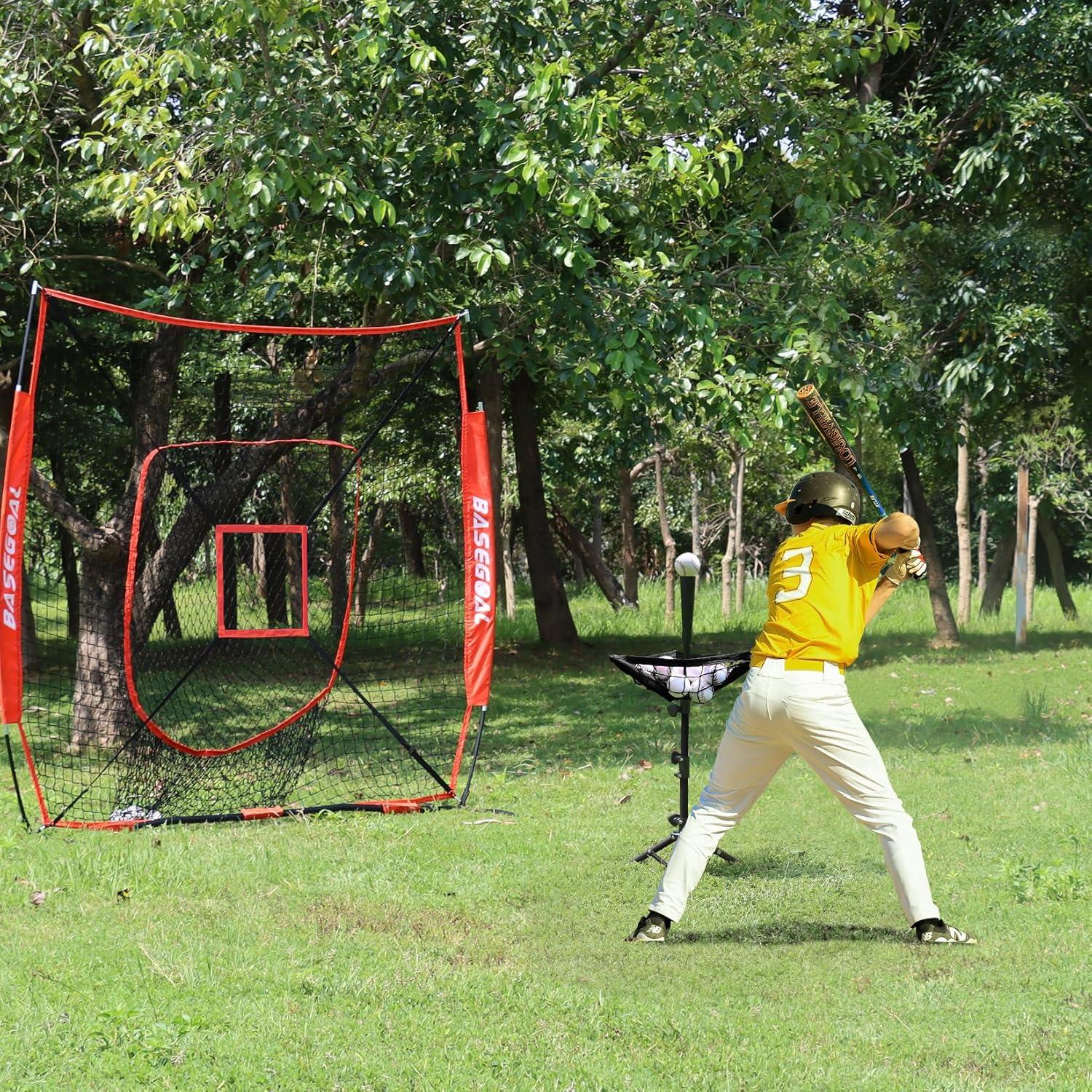 Tee de Bateo Portátil BaseGoal con Caddy para Pelotas