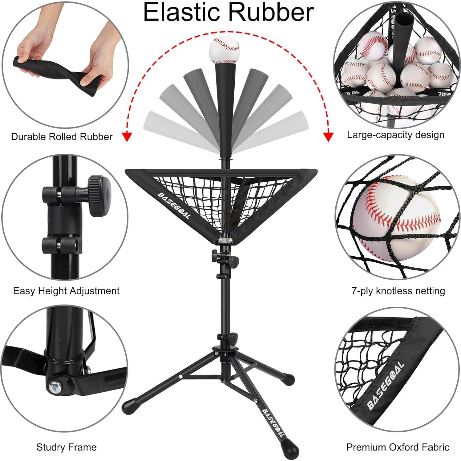 Tee de Bateo Portátil BaseGoal con Caddy para Pelotas