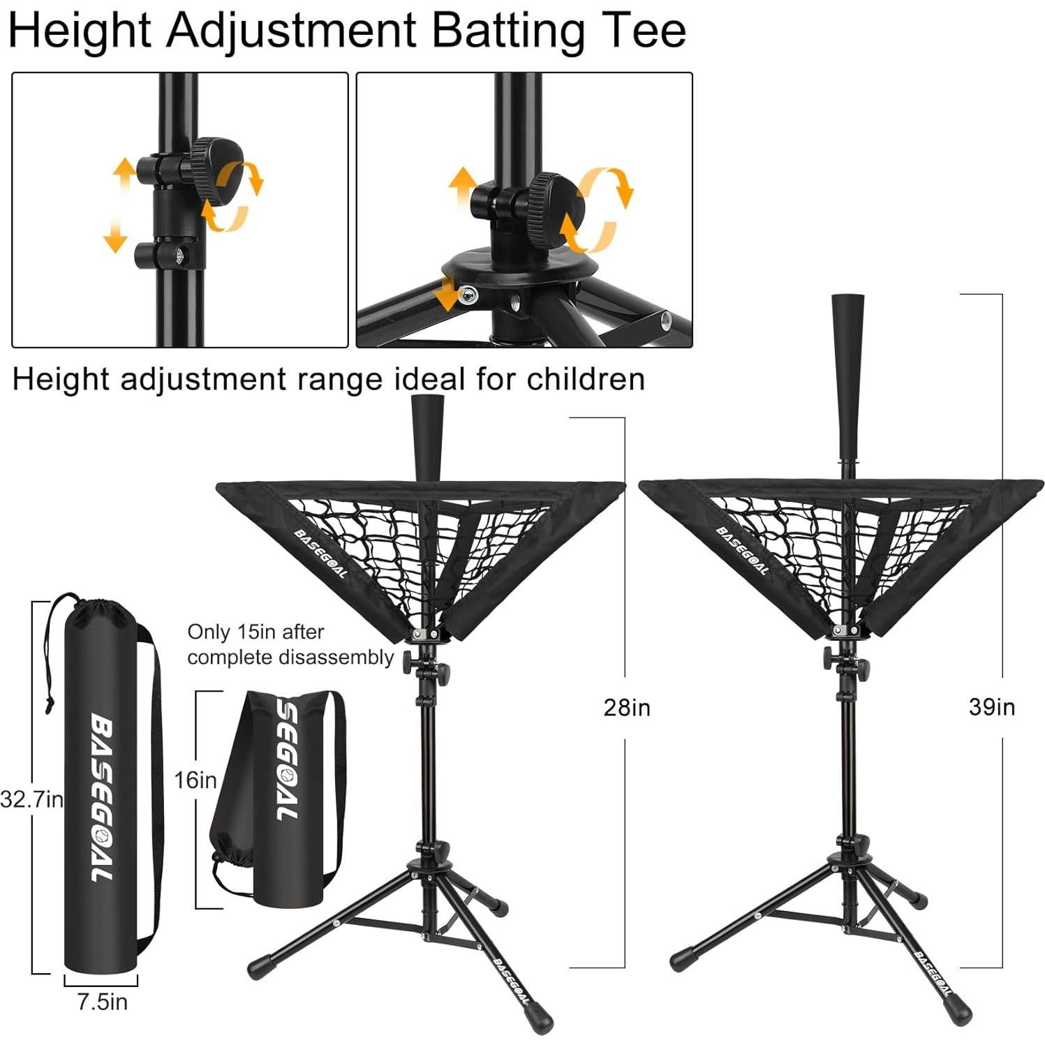 Tee de Bateo Portátil BaseGoal con Caddy para Pelotas