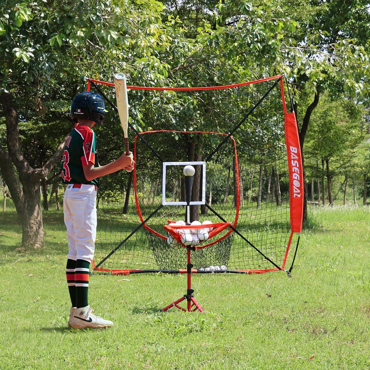 Tee de Béisbol BaseGoal para Niños Ajustable + Caddy de Pelotas