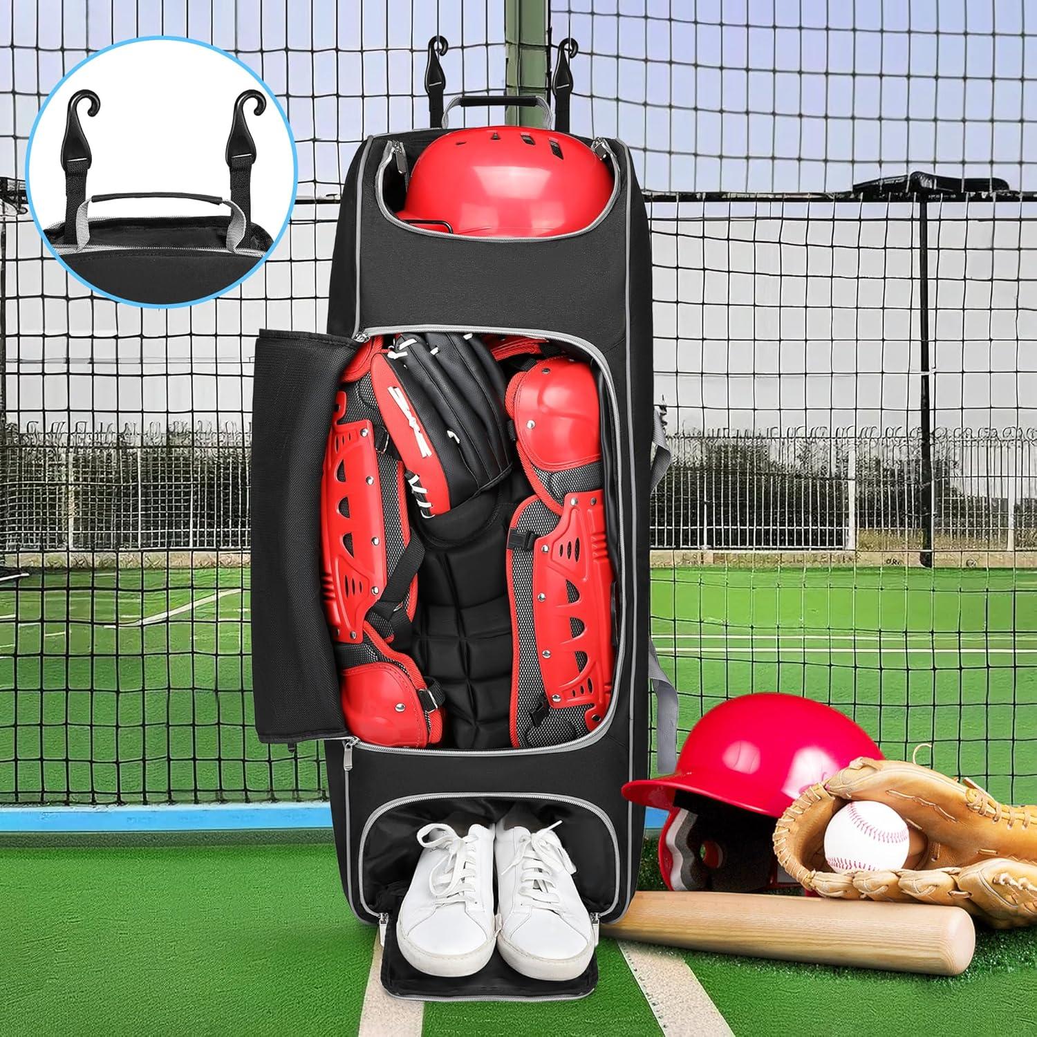 Bolsa de Béisbol con Ruedas JMIANeodark 86L, 5 Compartimentos