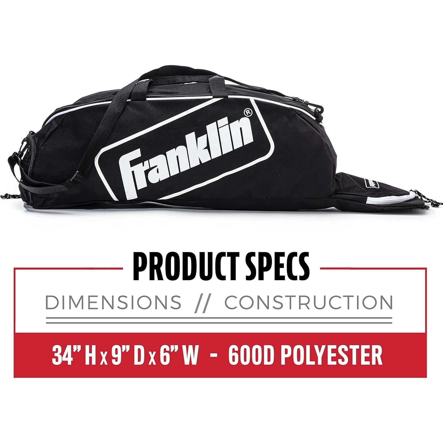 Bolsa de Bate de Béisbol Franklin Sports Junior - Capacidad 3 Bates