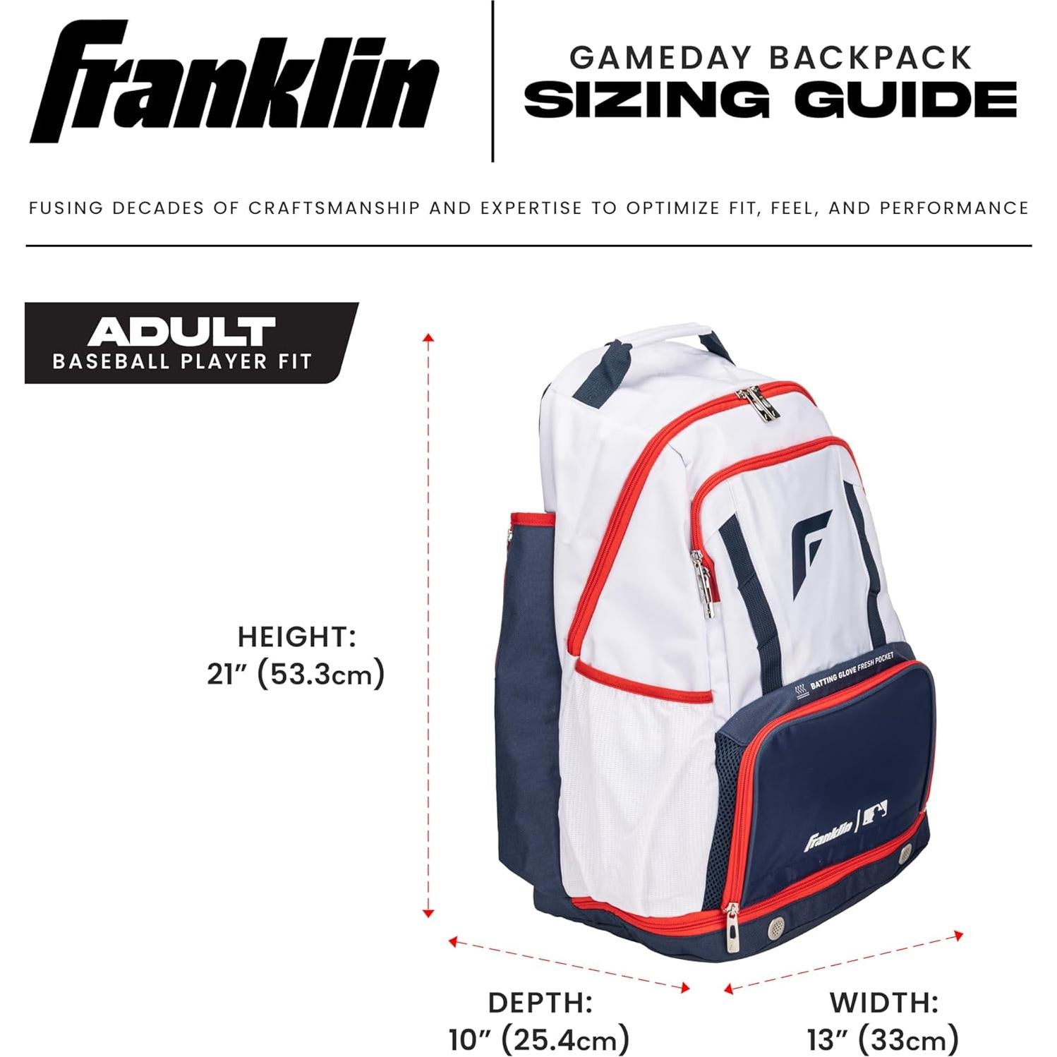 Mochila de béisbol Gameday Franklin Sports - Impermeable 53cm