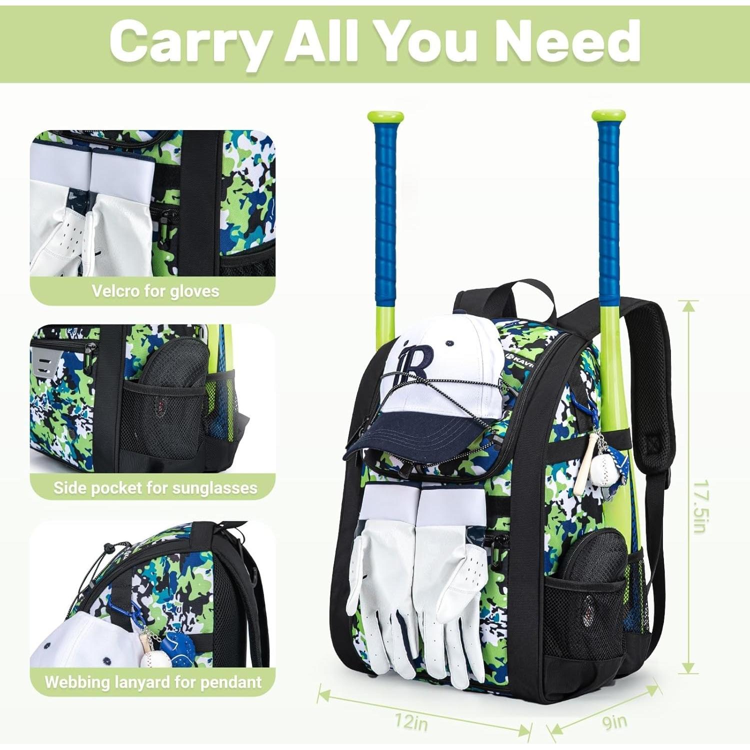 Bolsa de béisbol juvenil KAVIGOR 30L con compartimento para zapatos