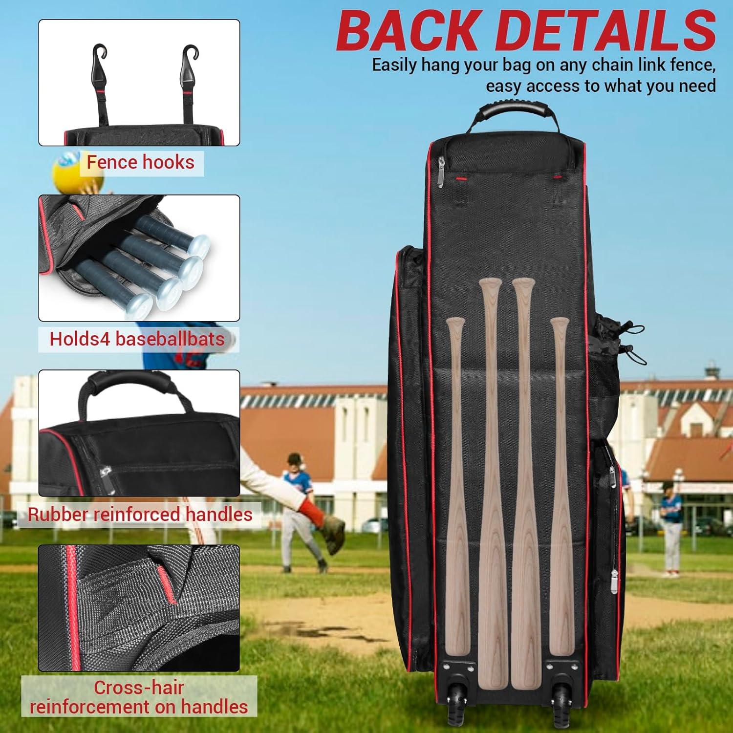 Bolsa de Béisbol Rodante LIWSHWZ 71L con Compartimento para Zapatos