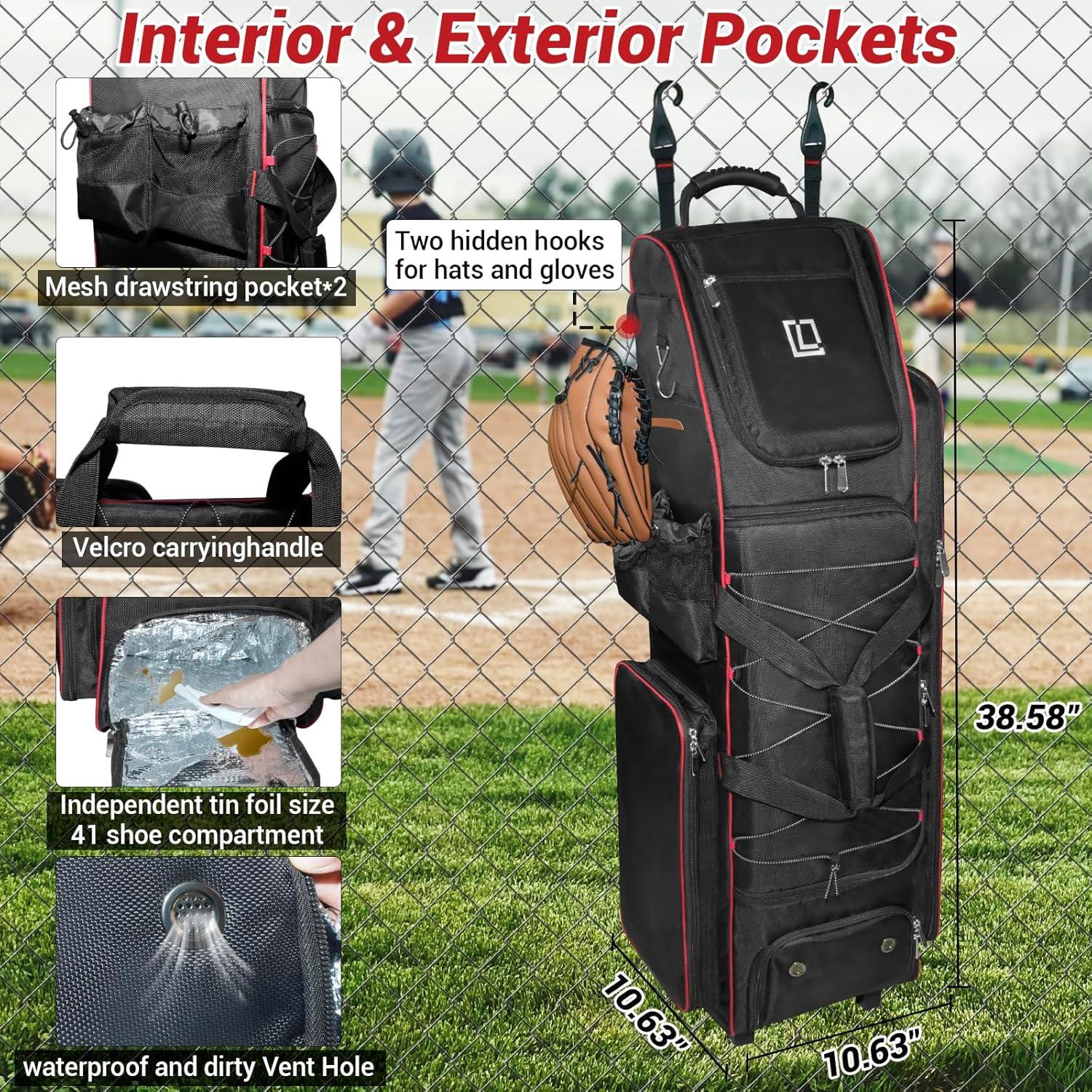 Bolsa de Béisbol Rodante LIWSHWZ 71L con Compartimento para Zapatos