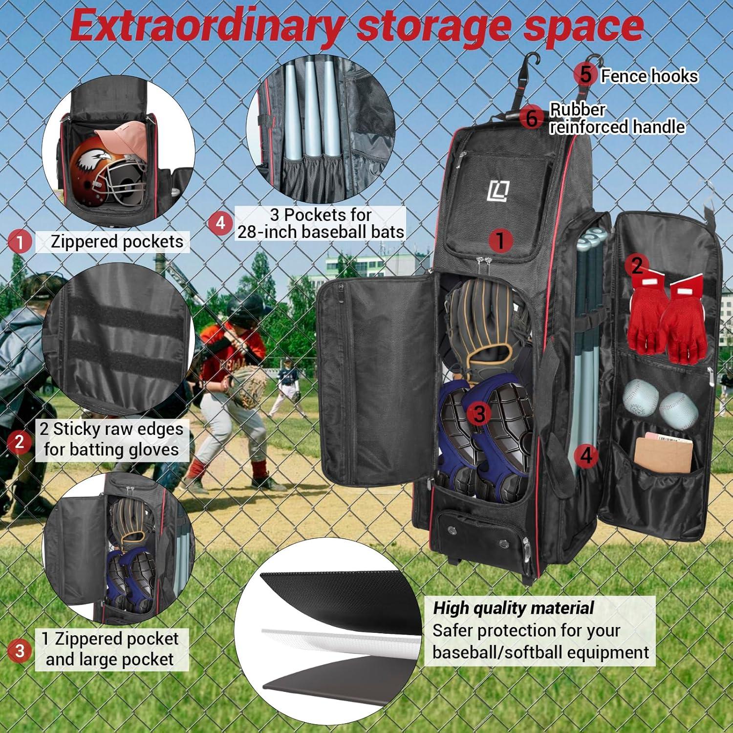 Bolsa de Béisbol Rodante LIWSHWZ 71L con Compartimento para Zapatos