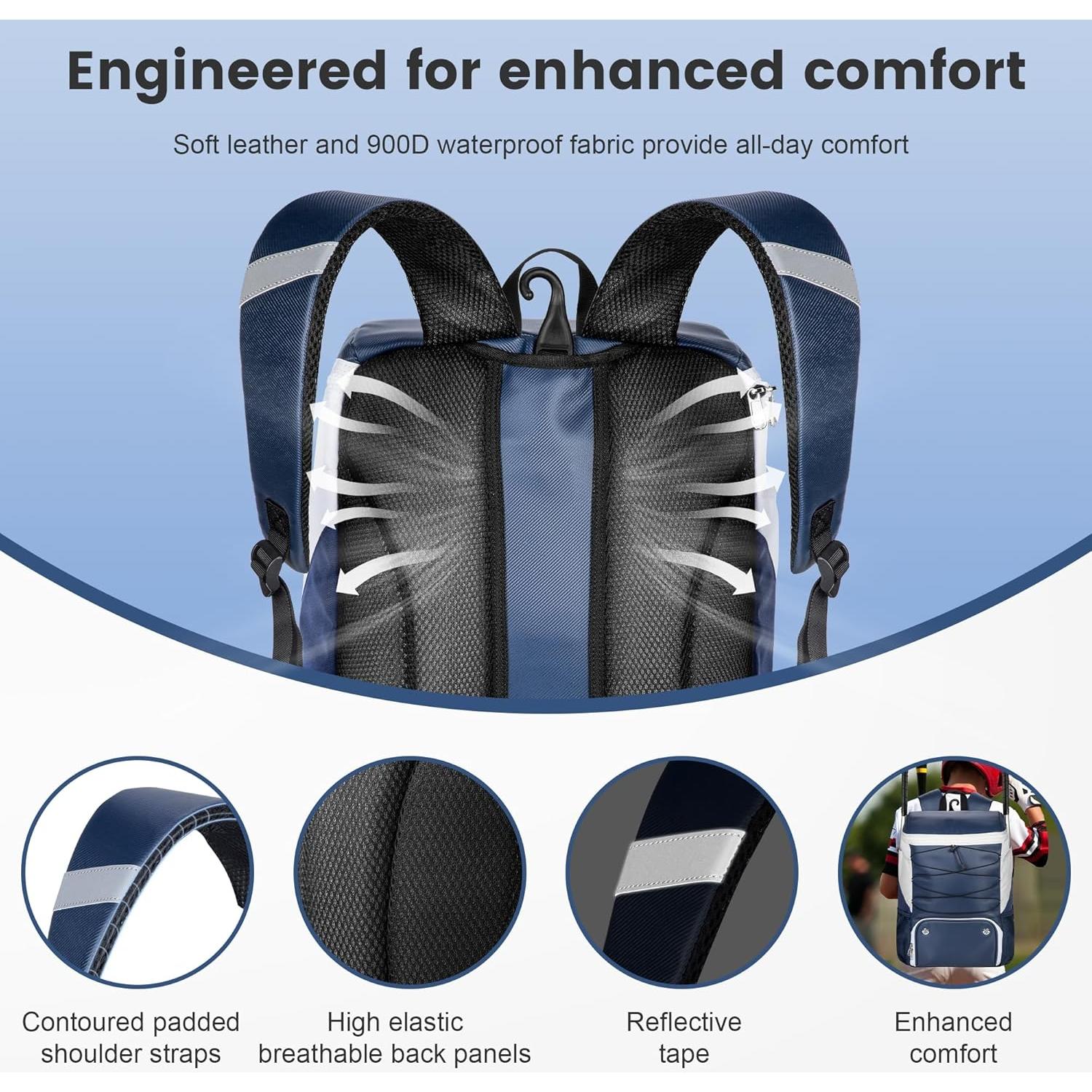 Mochila de Béisbol BIAOTN 43L con Compartimento para Zapatos