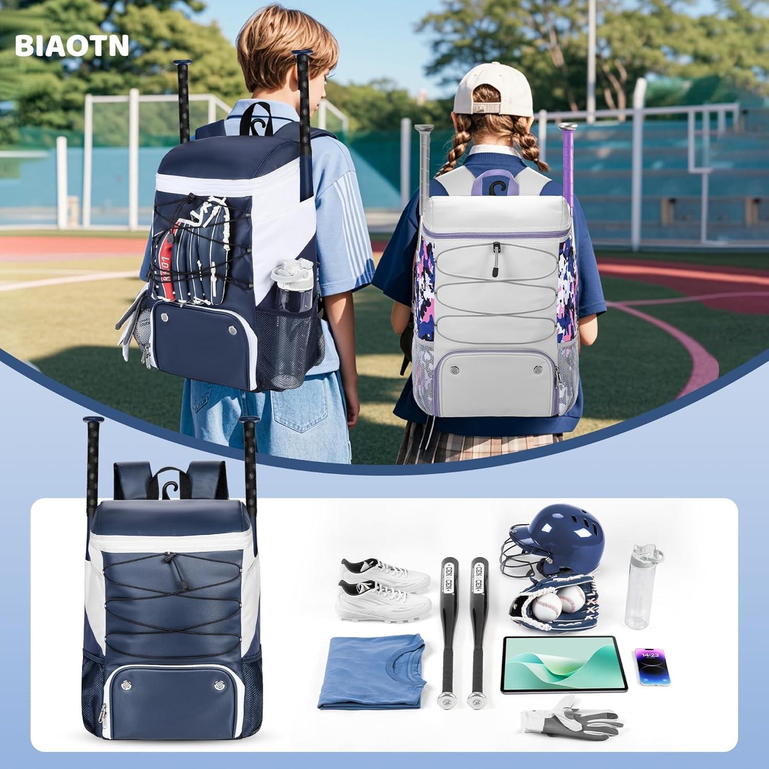 Mochila de Béisbol BIAOTN 43L con Compartimento para Zapatos