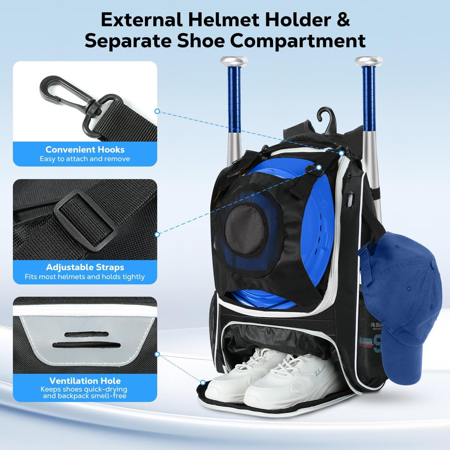 Mochila de Béisbol MoKo Negra con Compartimento para Zapatos