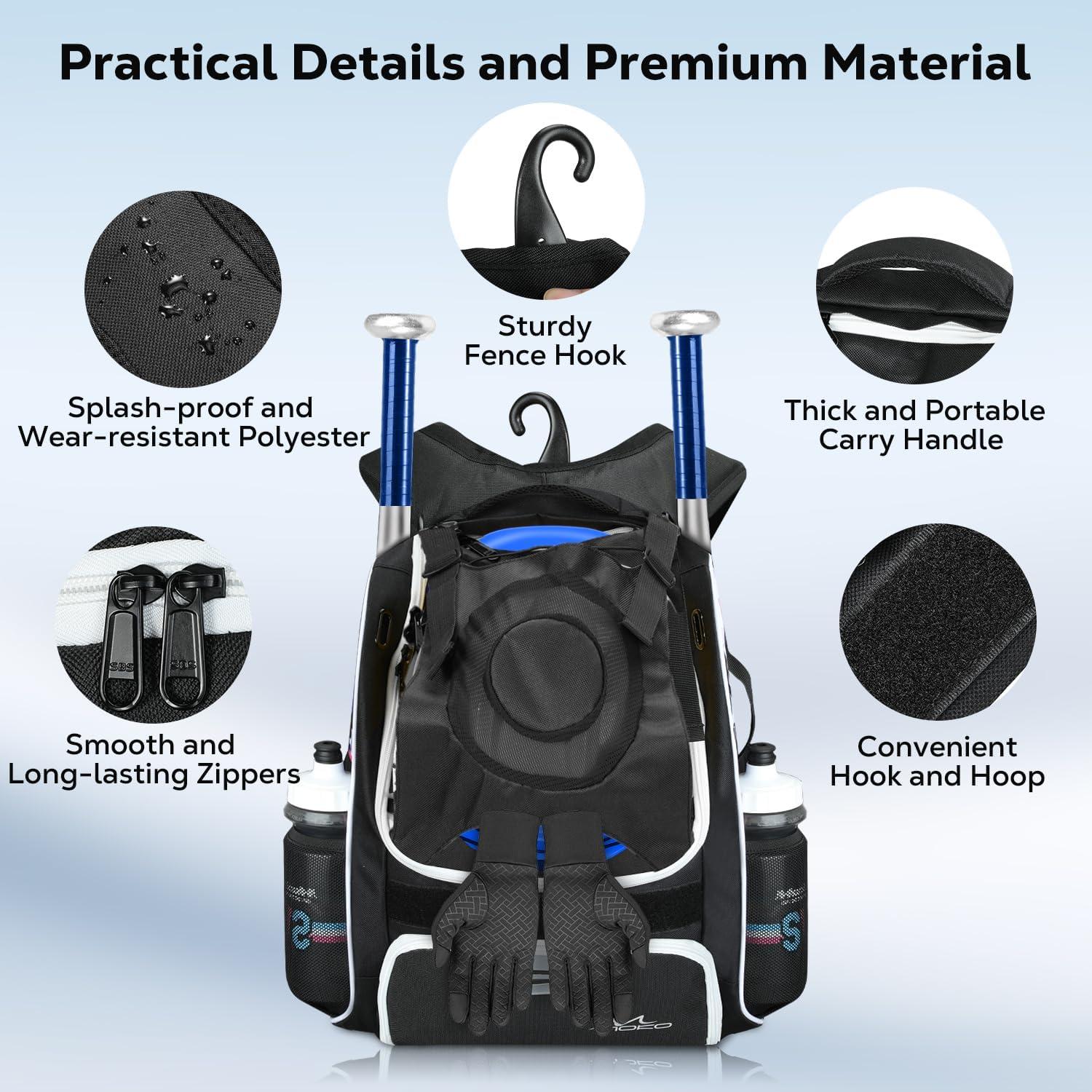 Mochila de Béisbol MoKo Negra con Compartimento para Zapatos