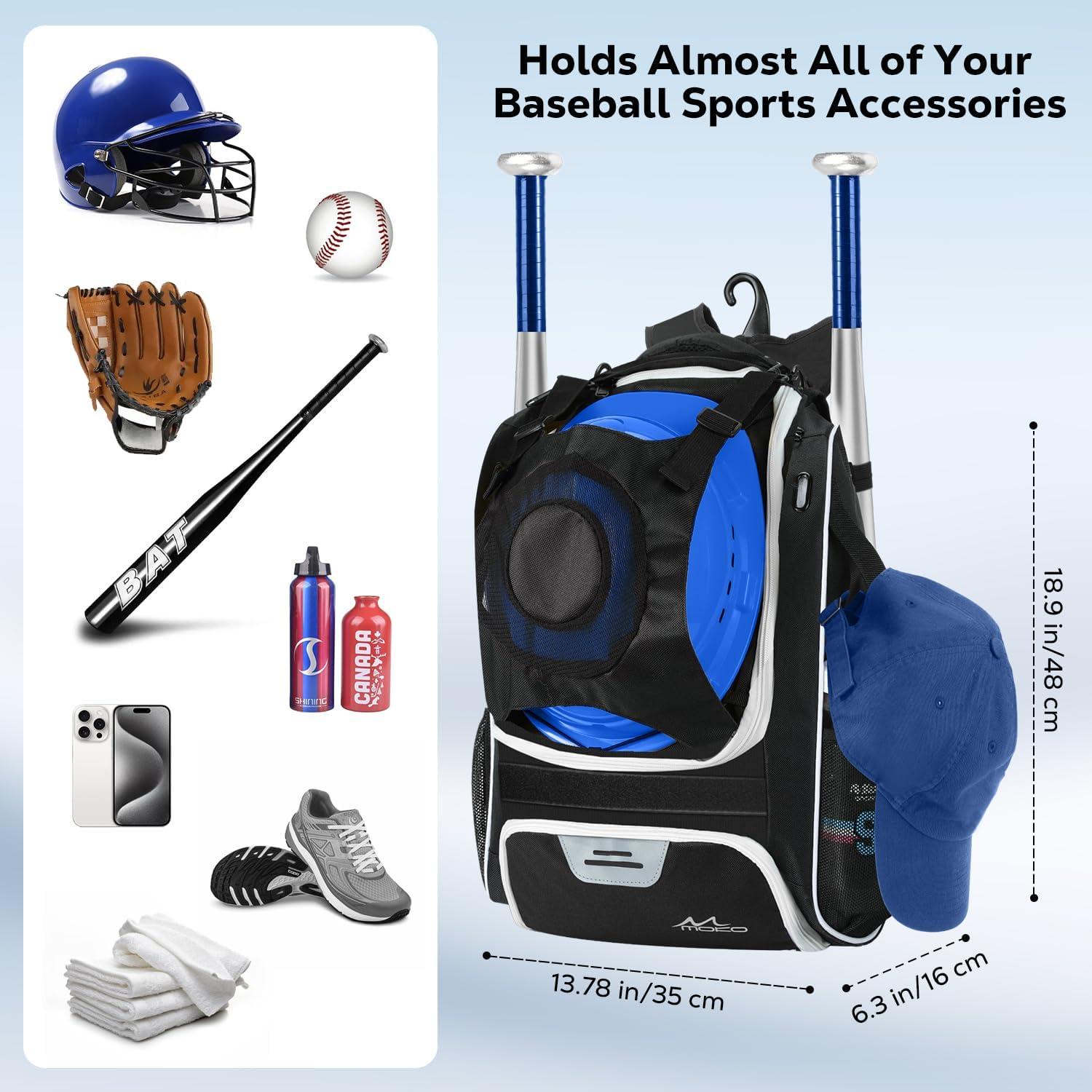 Mochila de Béisbol MoKo Negra con Compartimento para Zapatos