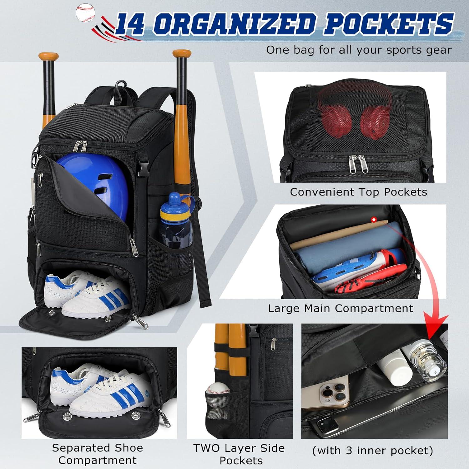 Mochila de béisbol RAINSMORE 9533 con compartimento para zapatos