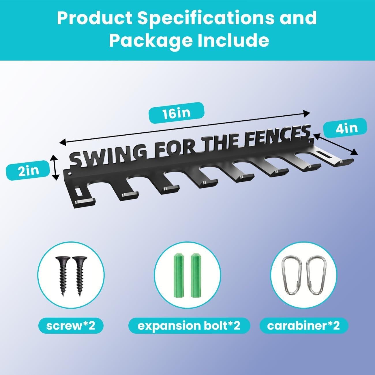 Soporte de Almacenamiento para Bate de Béisbol Sahans - Montaje en Pared, 14 Bates