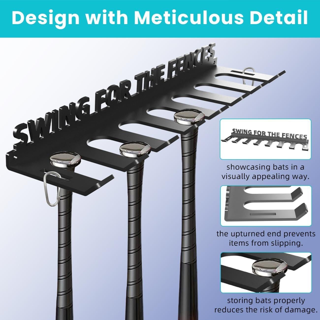 Soporte de Almacenamiento para Bate de Béisbol Sahans - Montaje en Pared, 14 Bates