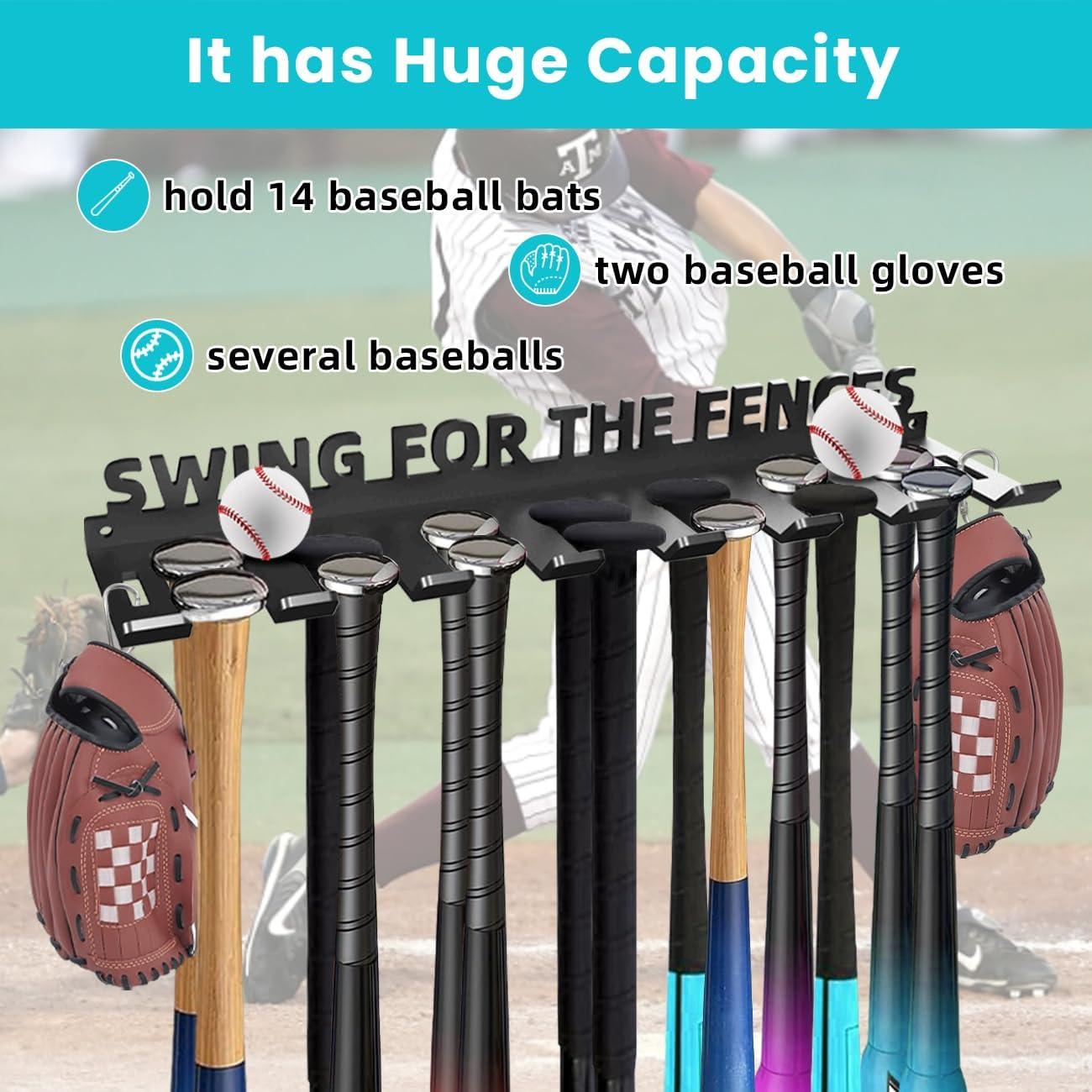 Soporte de Almacenamiento para Bate de Béisbol Sahans - Montaje en Pared, 14 Bates