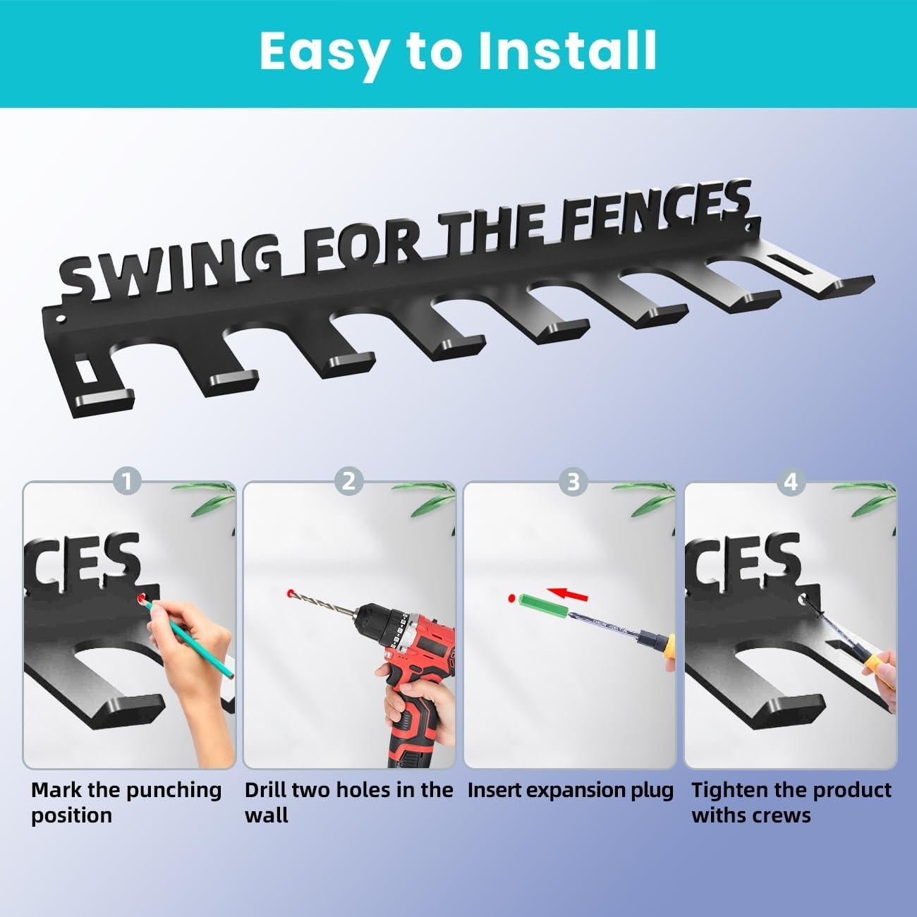 Soporte de Almacenamiento para Bate de Béisbol Sahans - Montaje en Pared, 14 Bates