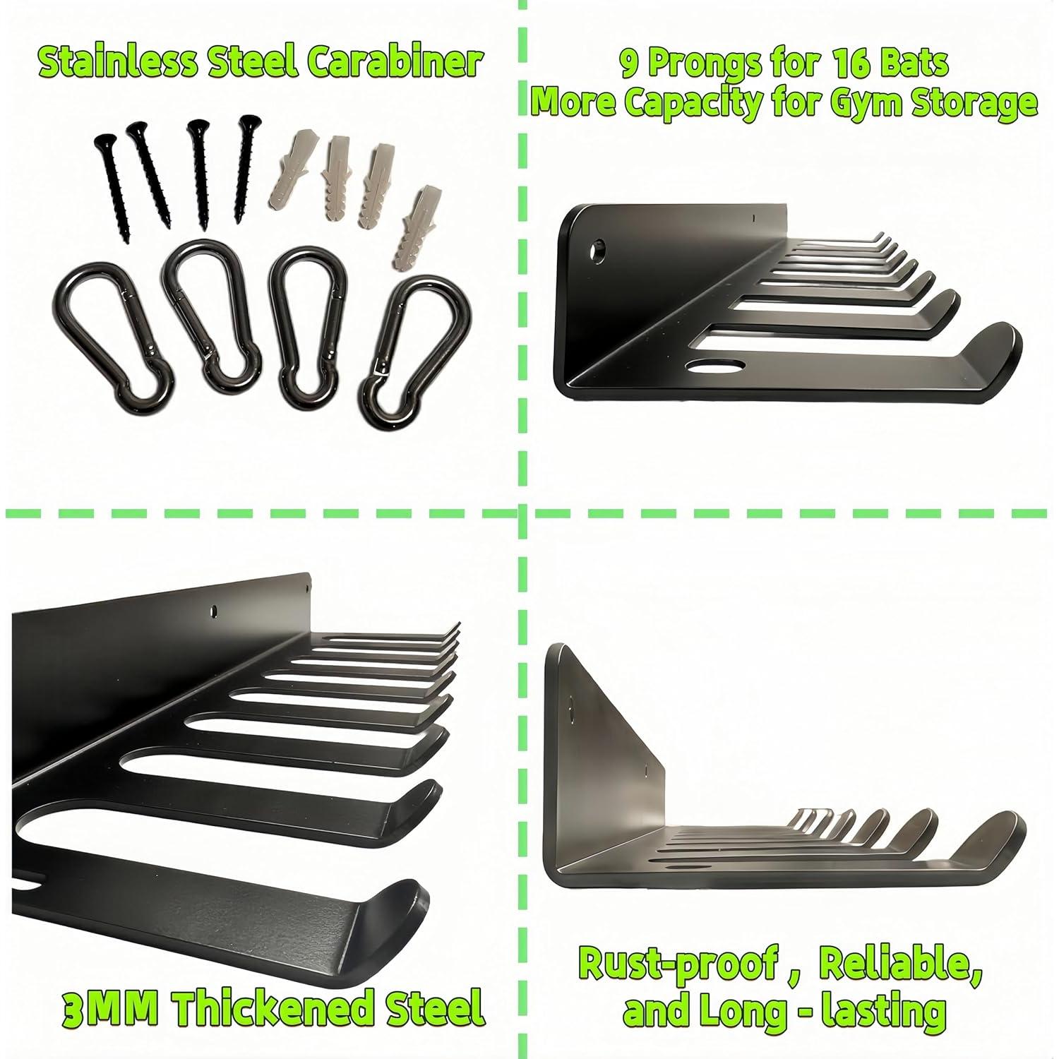 Soporte de Bate de Béisbol XYittkl Montado en Pared 16 Bates