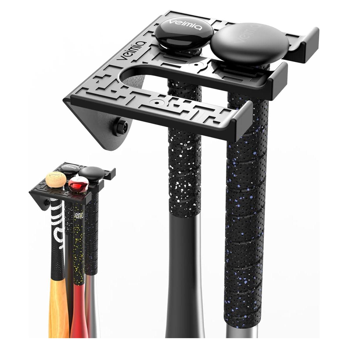 Soporte de Bate de Béisbol Veimia para Montaje en Pared - Sostiene 4 Bates