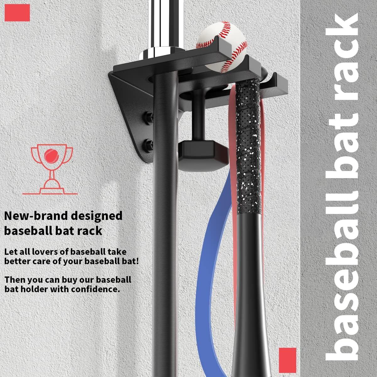 Soporte de Bate de Béisbol Veimia para Montaje en Pared - Sostiene 4 Bates