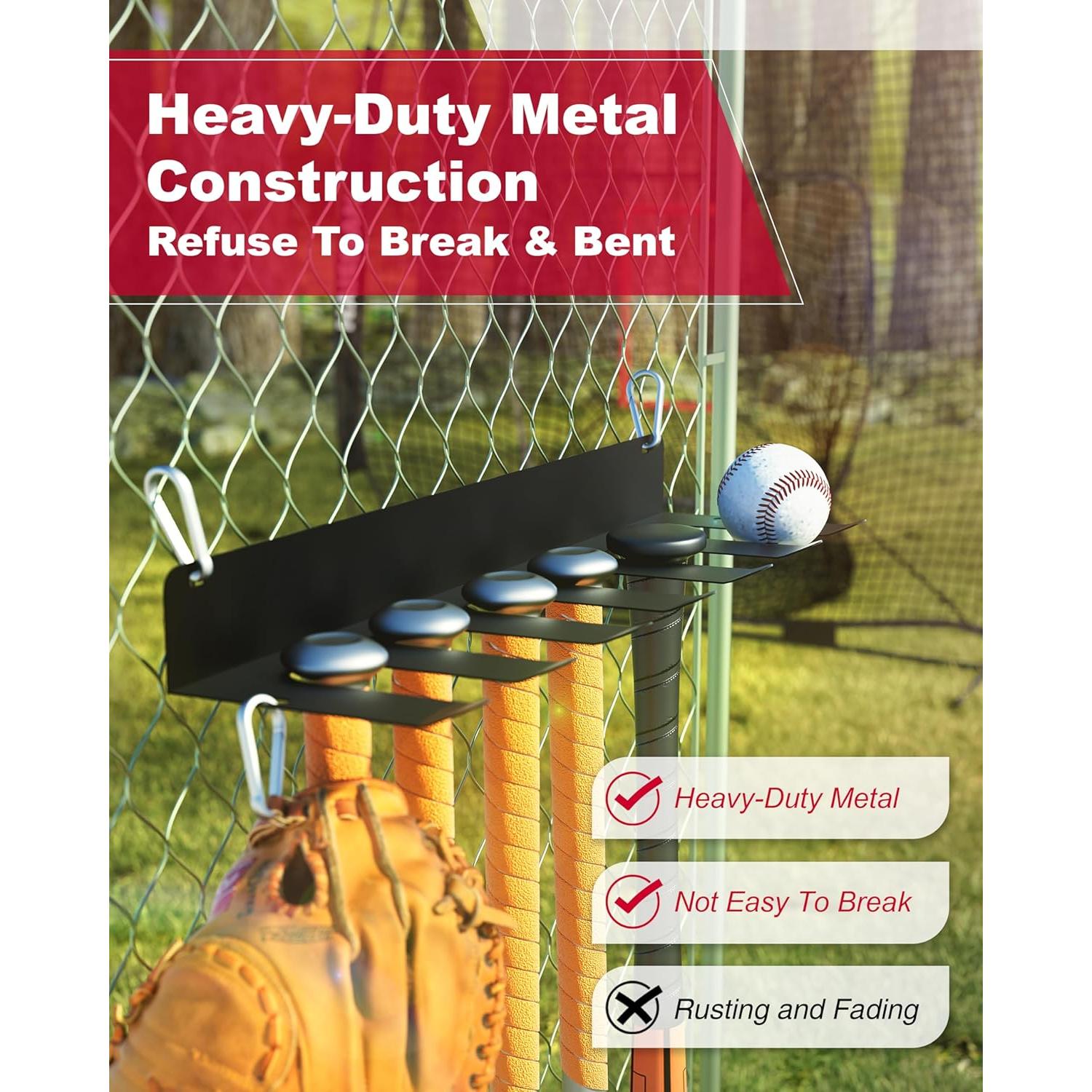 Soporte para Bate de Béisbol Naissian Montado en Pared - Metal Resistente