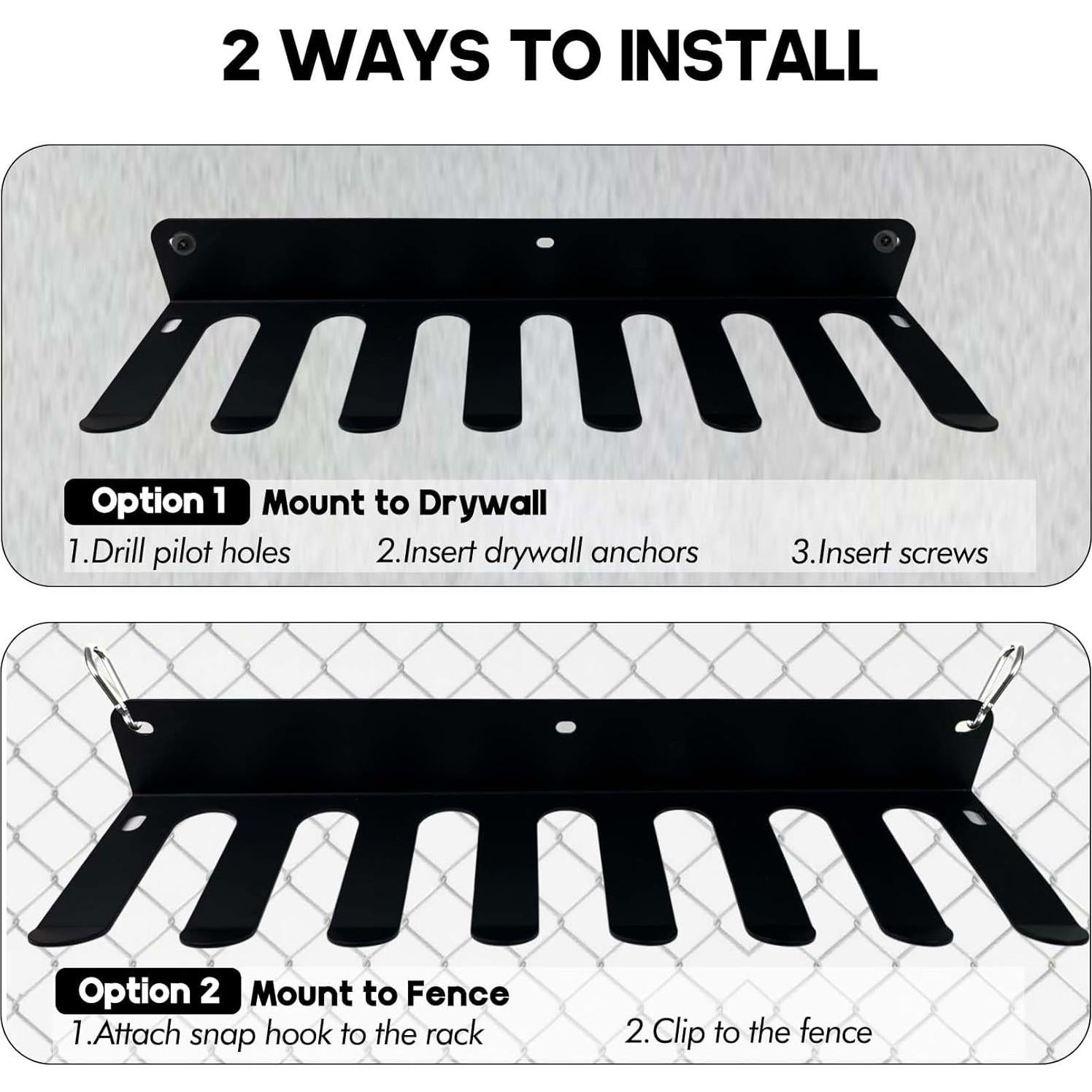 Soporte de Bate de Béisbol Montaje en Pared para 14 Bates