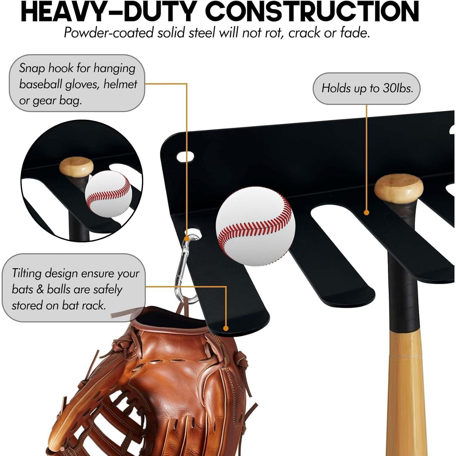 Soporte de Bate de Béisbol Montaje en Pared para 14 Bates