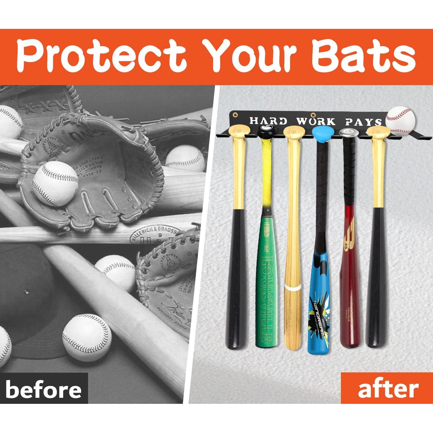 Soporte de Pared para Bate de Béisbol BIHOMIFI - Organizador de Metal para 14 Bates