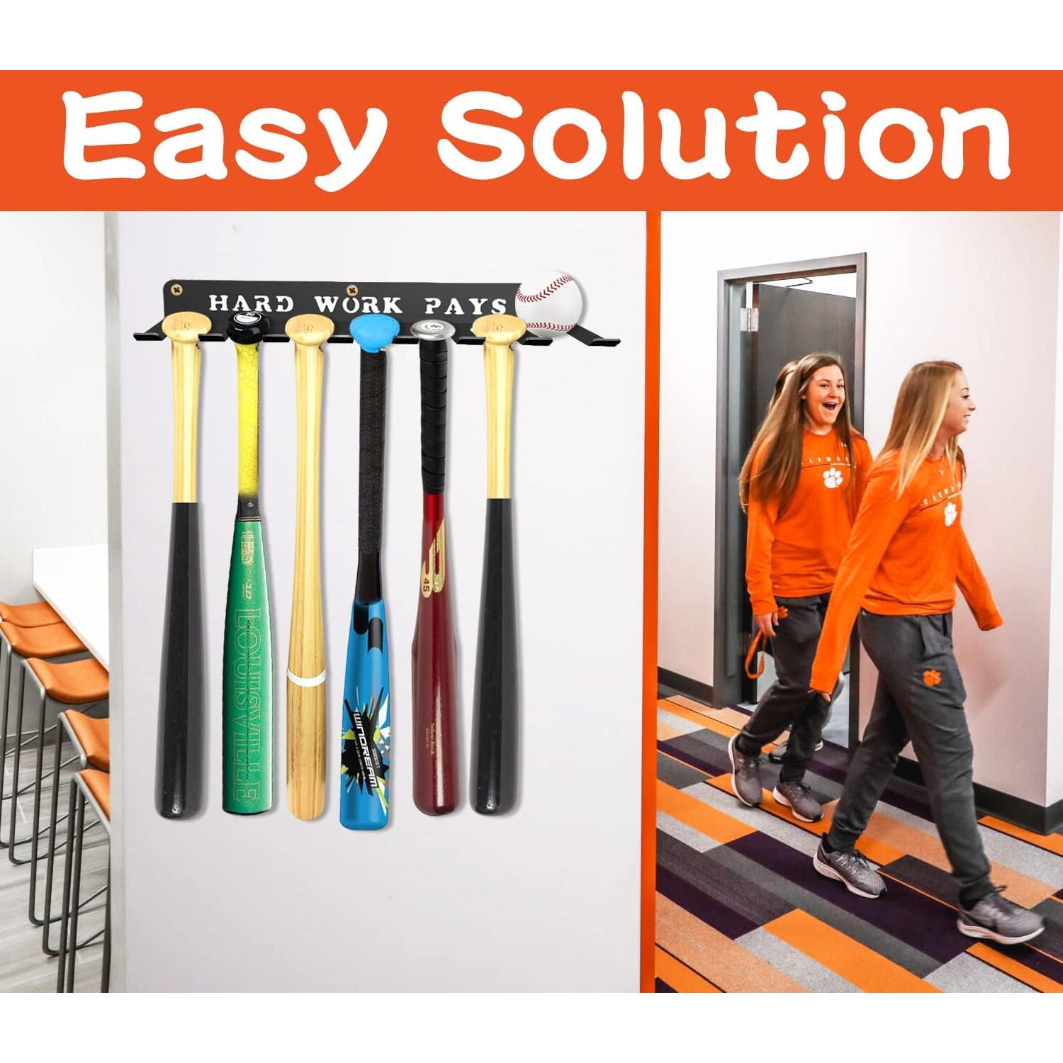 Soporte de Pared para Bate de Béisbol BIHOMIFI - Organizador de Metal para 14 Bates