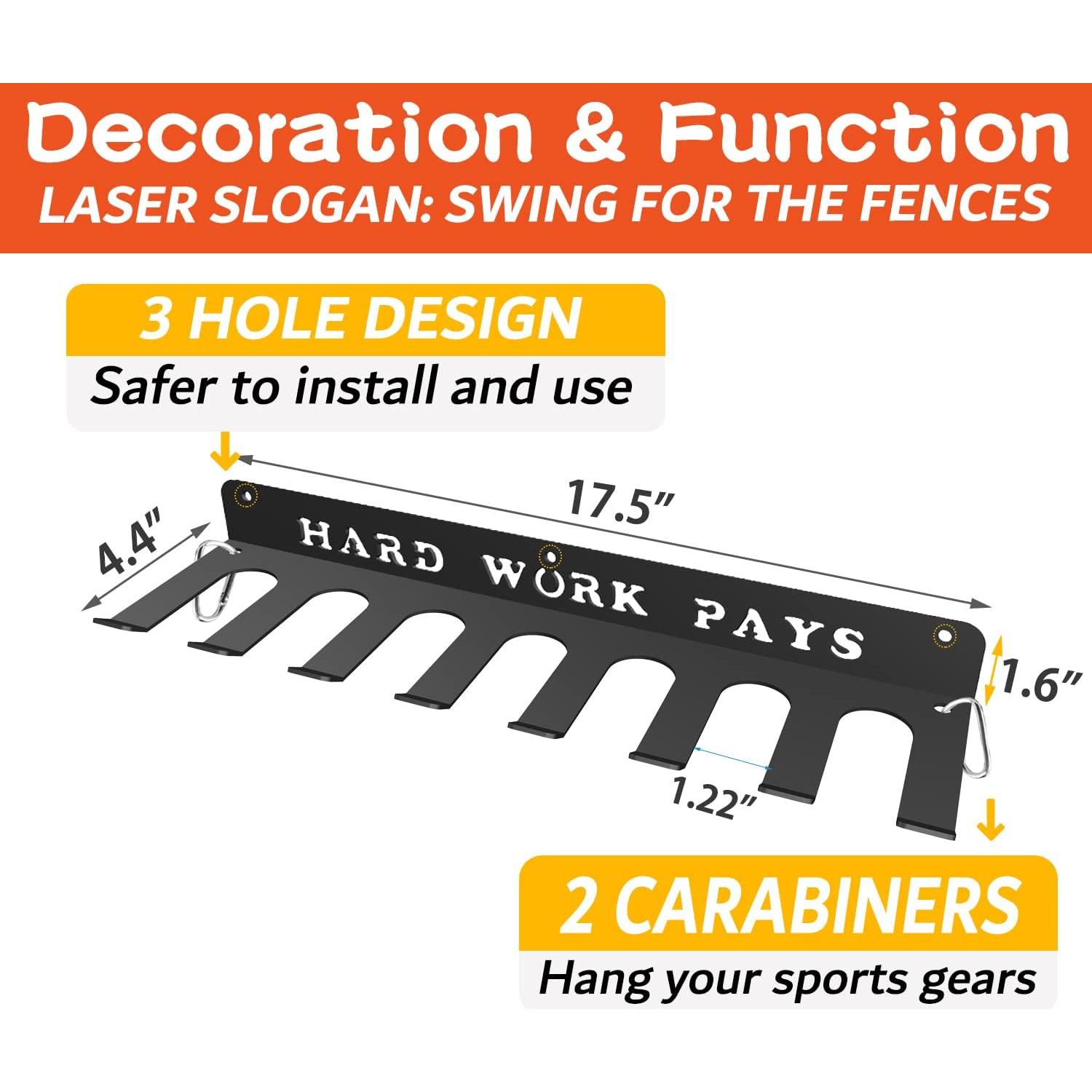 Soporte de Pared para Bate de Béisbol BIHOMIFI - Organizador de Metal para 14 Bates