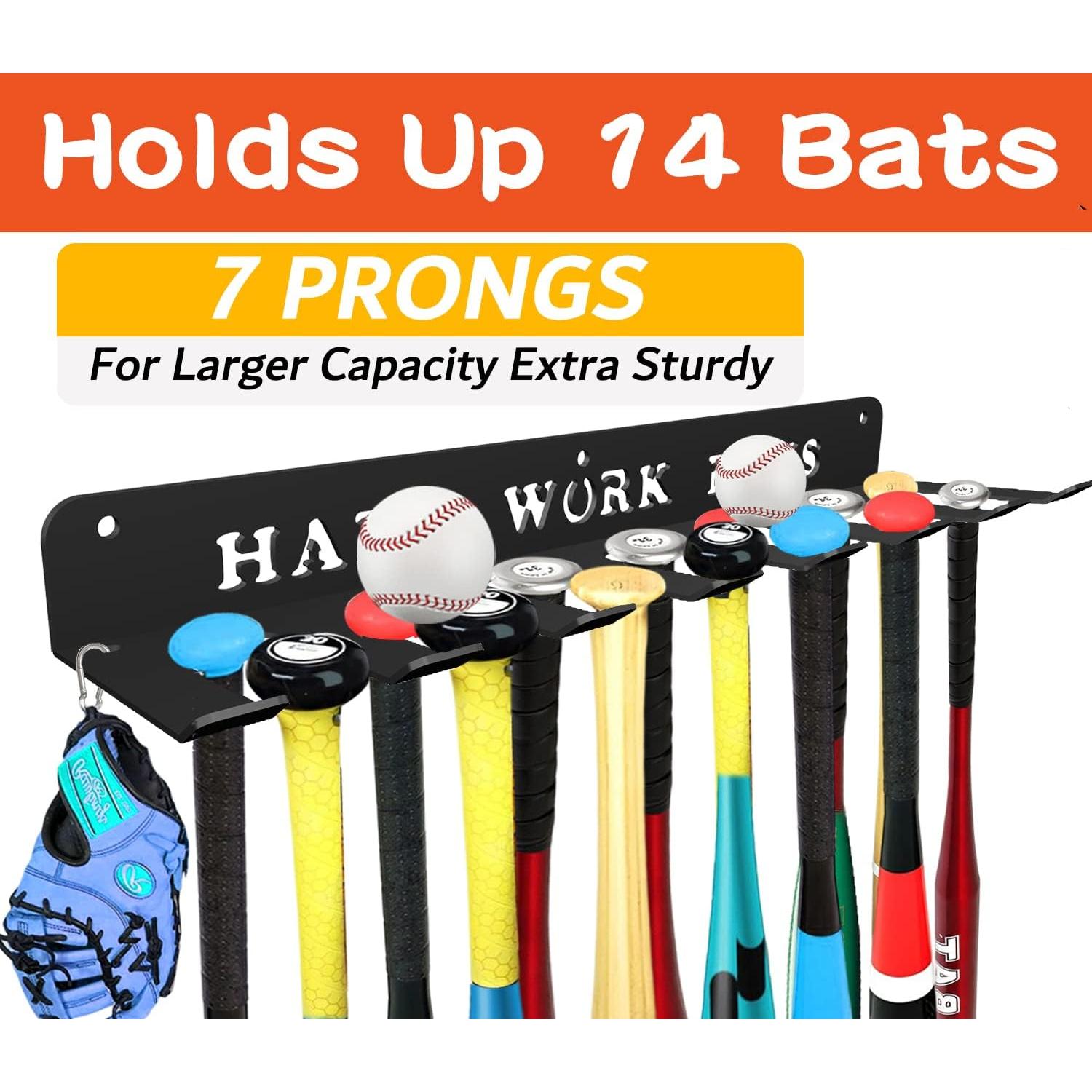 Soporte de Pared para Bate de Béisbol BIHOMIFI - Organizador de Metal para 14 Bates