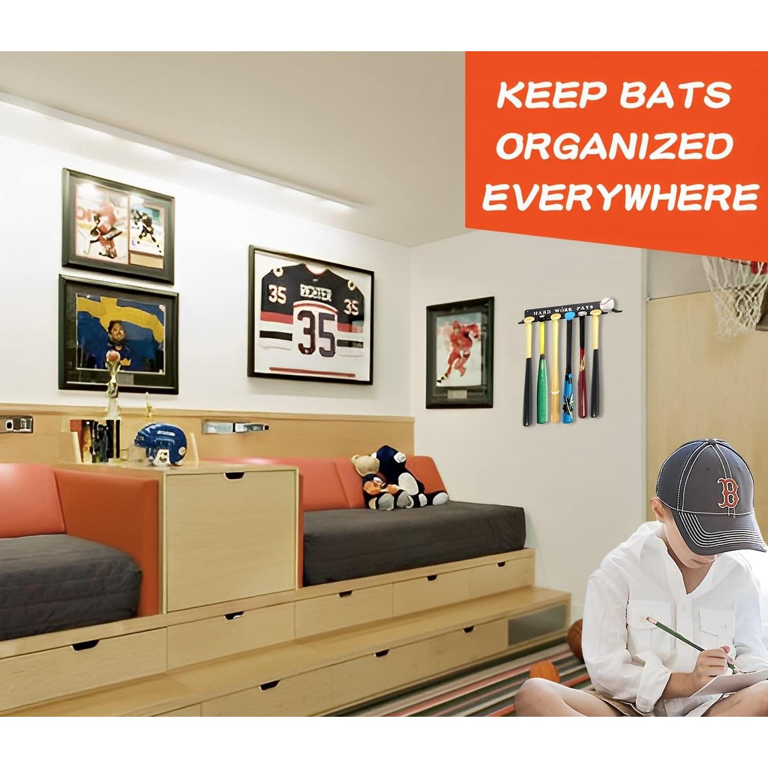 Soporte de Pared para Bate de Béisbol BIHOMIFI - Organizador de Metal para 14 Bates