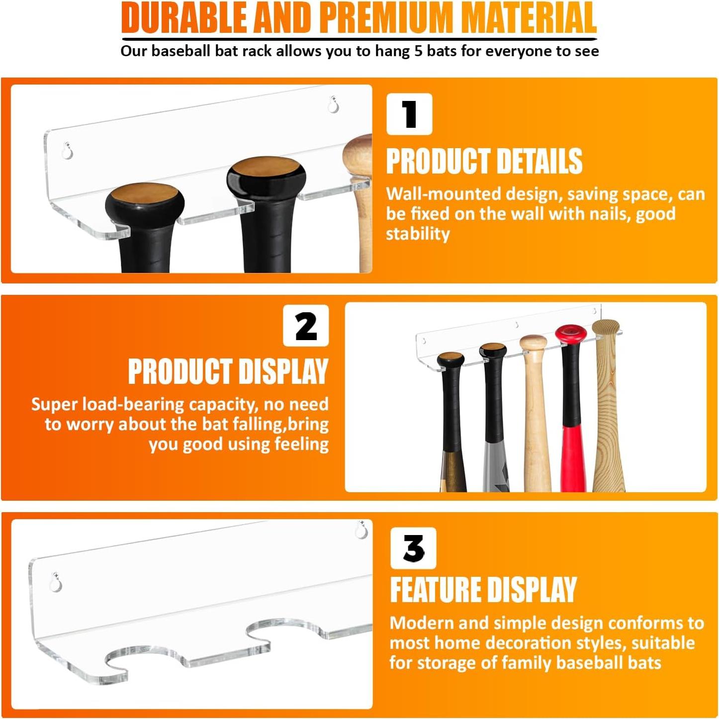 Soporte de exhibición para 5 bates de béisbol Oakmont - Acrílico