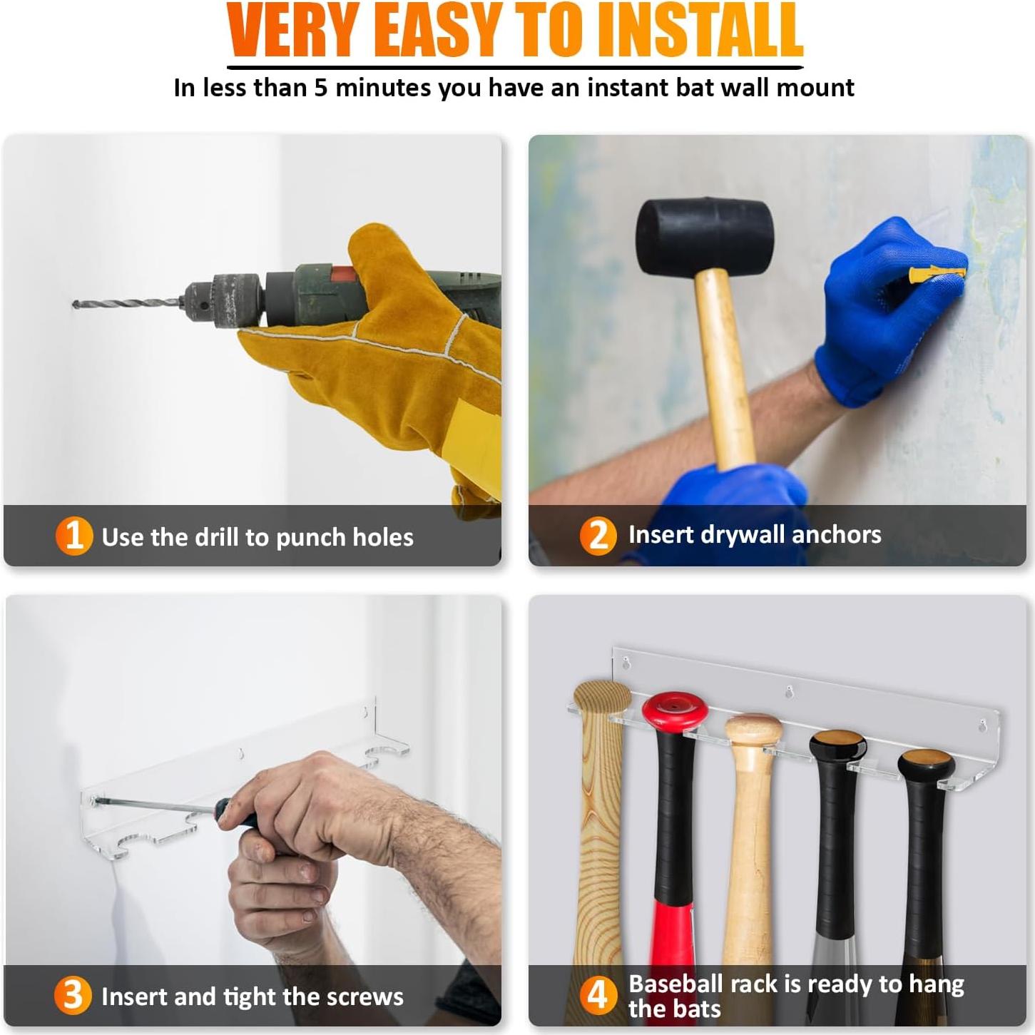 Soporte de exhibición para 5 bates de béisbol Oakmont - Acrílico