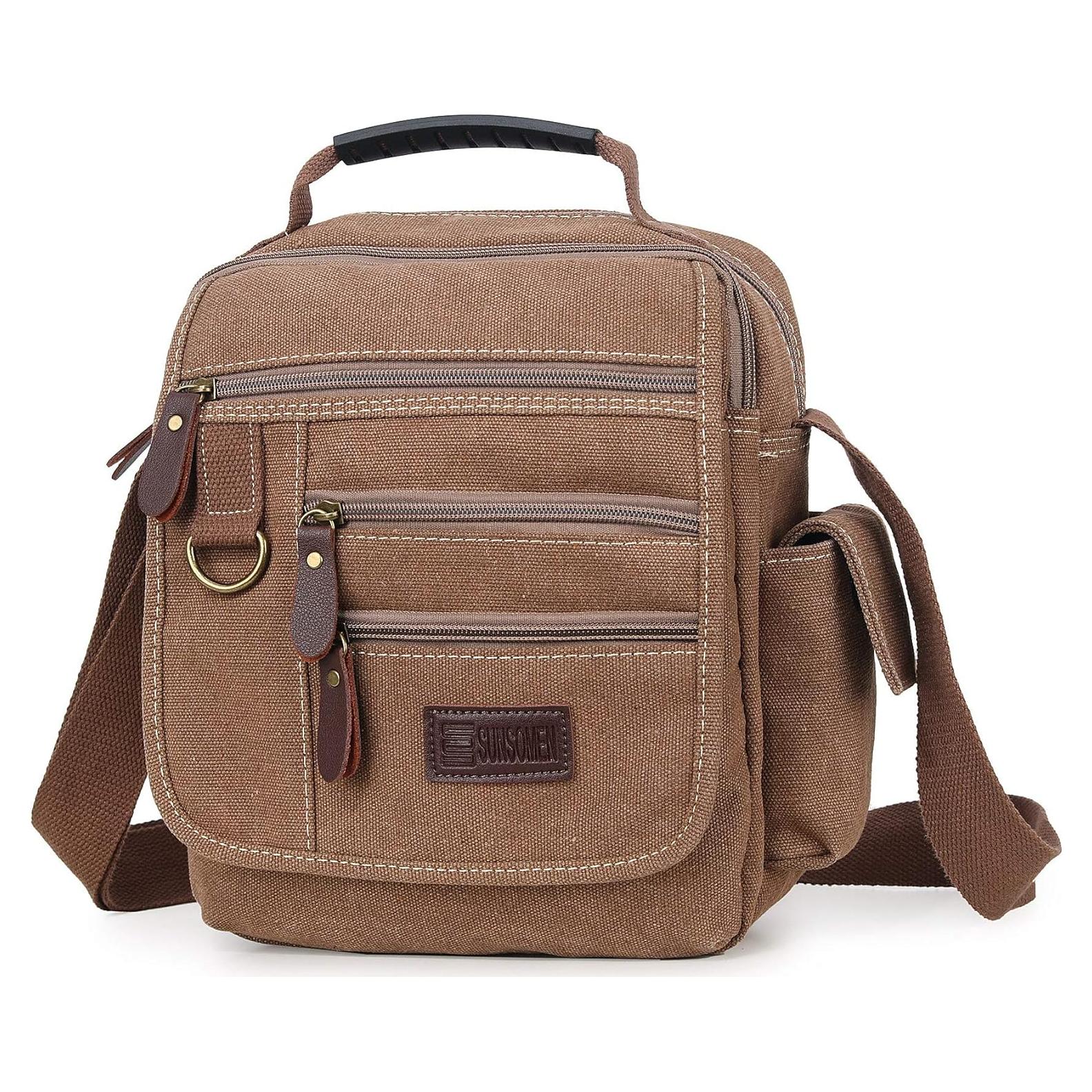 Bolso de hombro SUNSOMEN vintage de lona 23.8x7.6x26.9cm