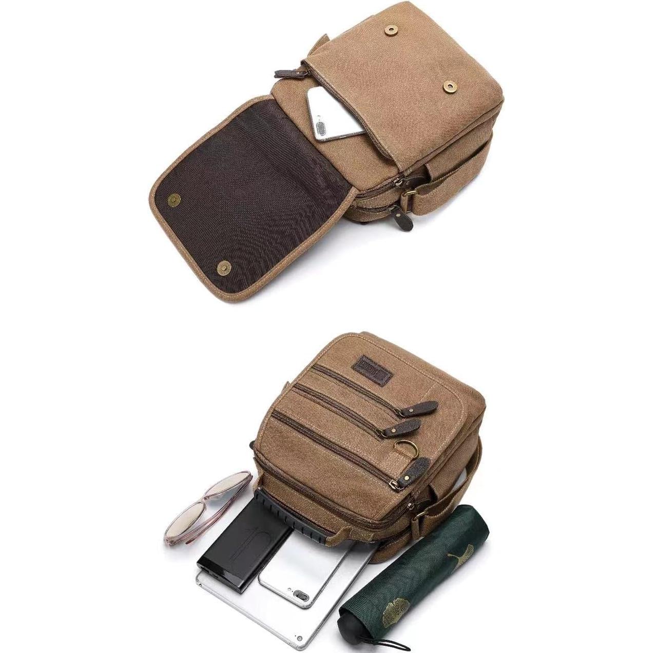 Bolso de hombro SUNSOMEN vintage de lona 23.8x7.6x26.9cm