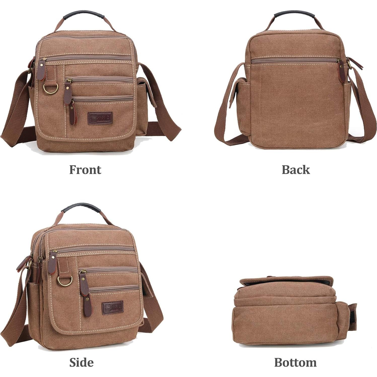 Bolso de hombro SUNSOMEN vintage de lona 23.8x7.6x26.9cm