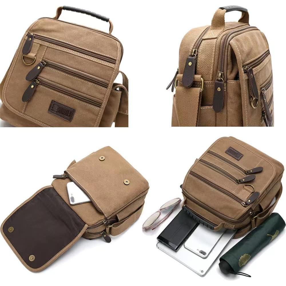 Bolso de hombro SUNSOMEN vintage de lona 23.8x7.6x26.9cm