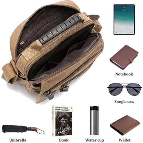 Bolso de hombro SUNSOMEN vintage de lona 23.8x7.6x26.9cm