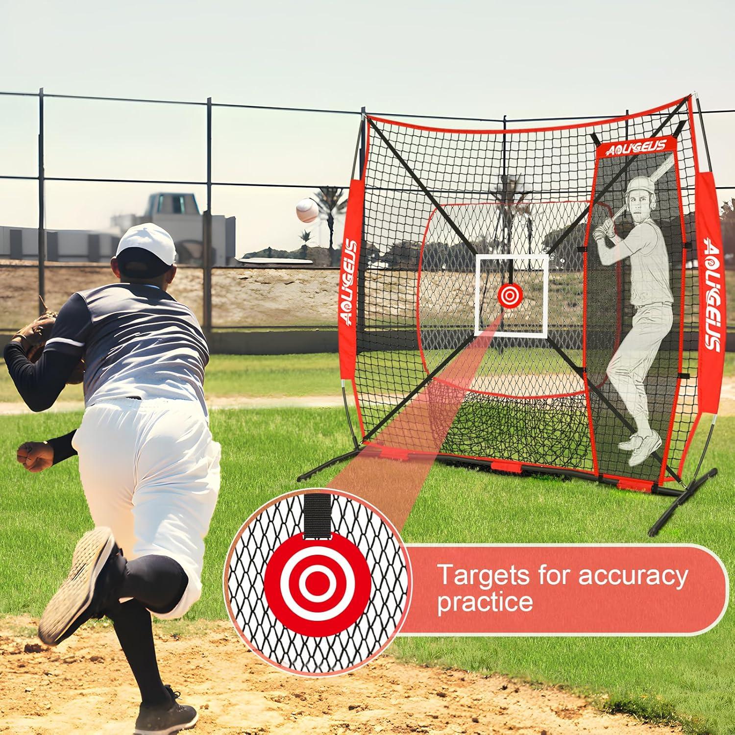 Red de práctica de béisbol y softbol AOLIGEIJS 1.83m con zona de strike