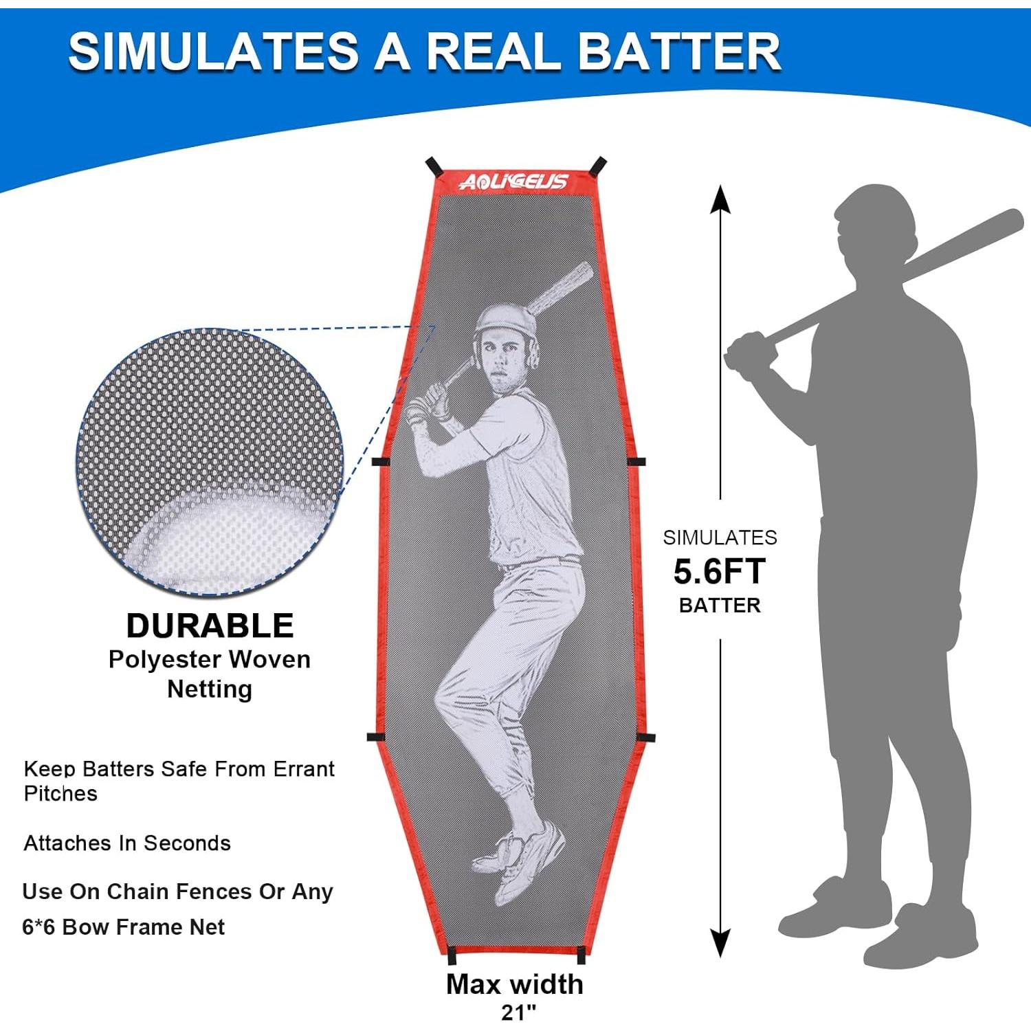 Red de práctica de béisbol y softbol AOLIGEIJS 1.83m con zona de strike