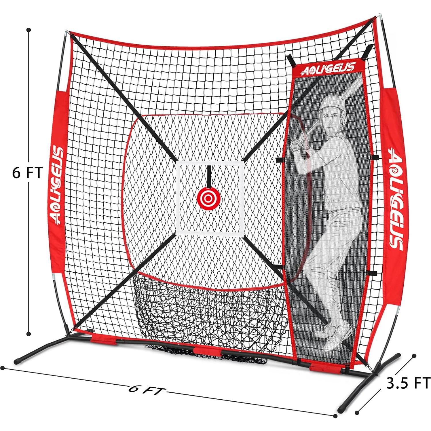 Red de práctica de béisbol y softbol AOLIGEIJS 1.83m con zona de strike