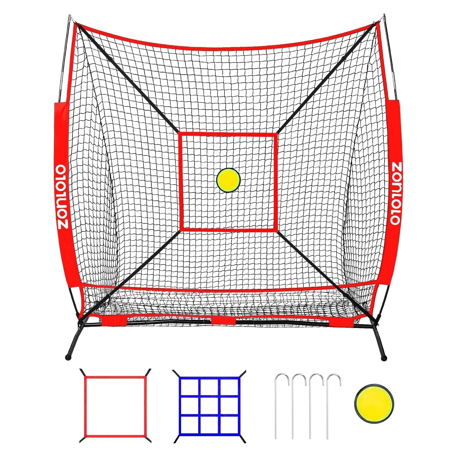 Red de Béisbol 6x6 Pies Zonlolo con 3 Objetivos y Bolsa