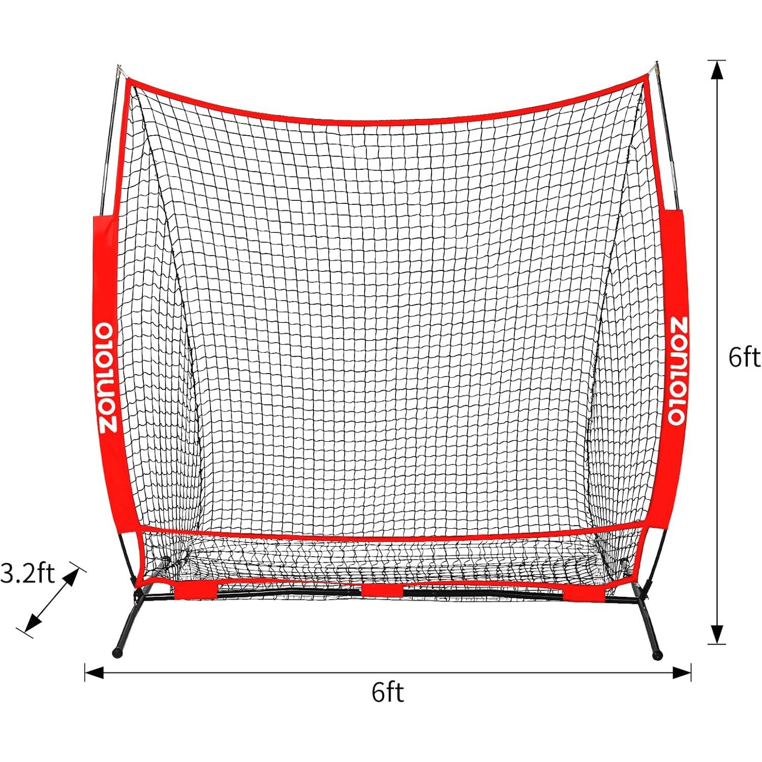 Red de Béisbol 6x6 Pies Zonlolo con 3 Objetivos y Bolsa