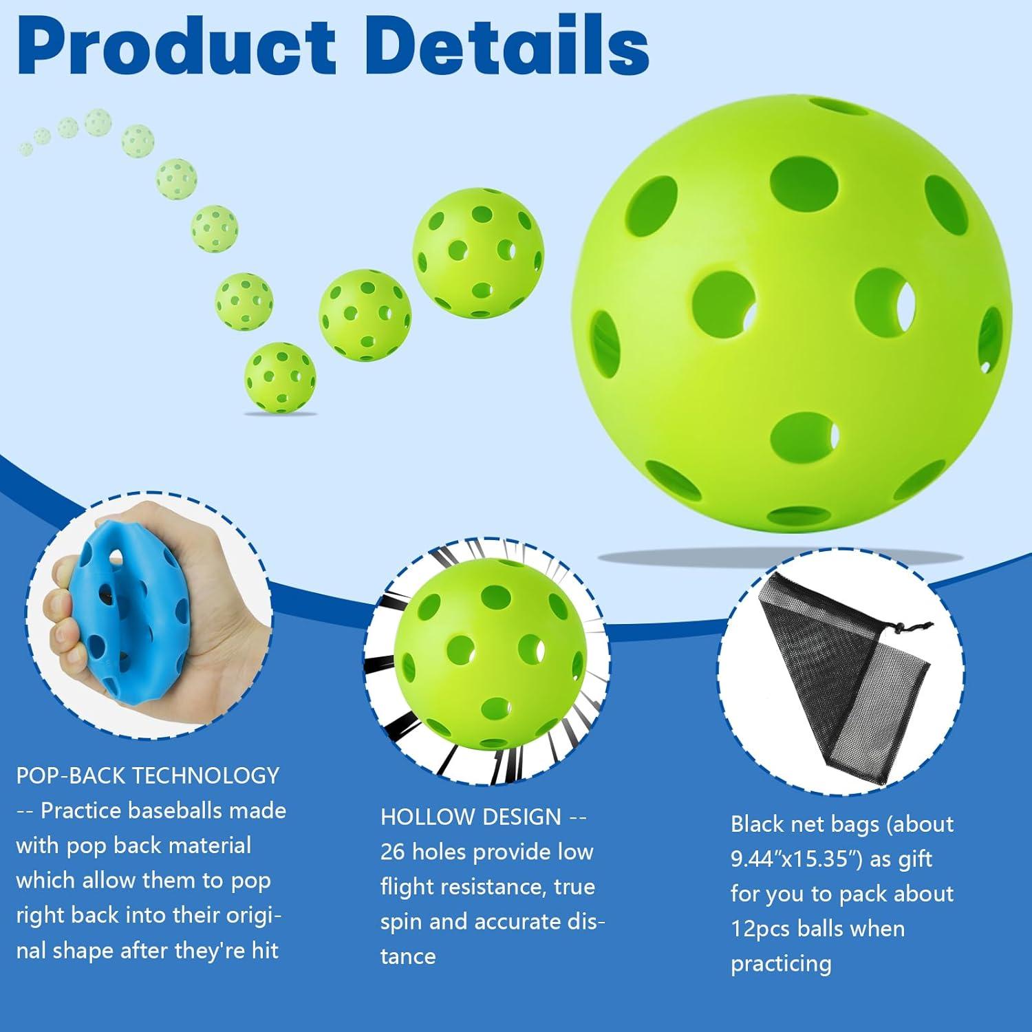 Pelotas de Práctica de Béisbol Coopay - 12 Unidades Plástico