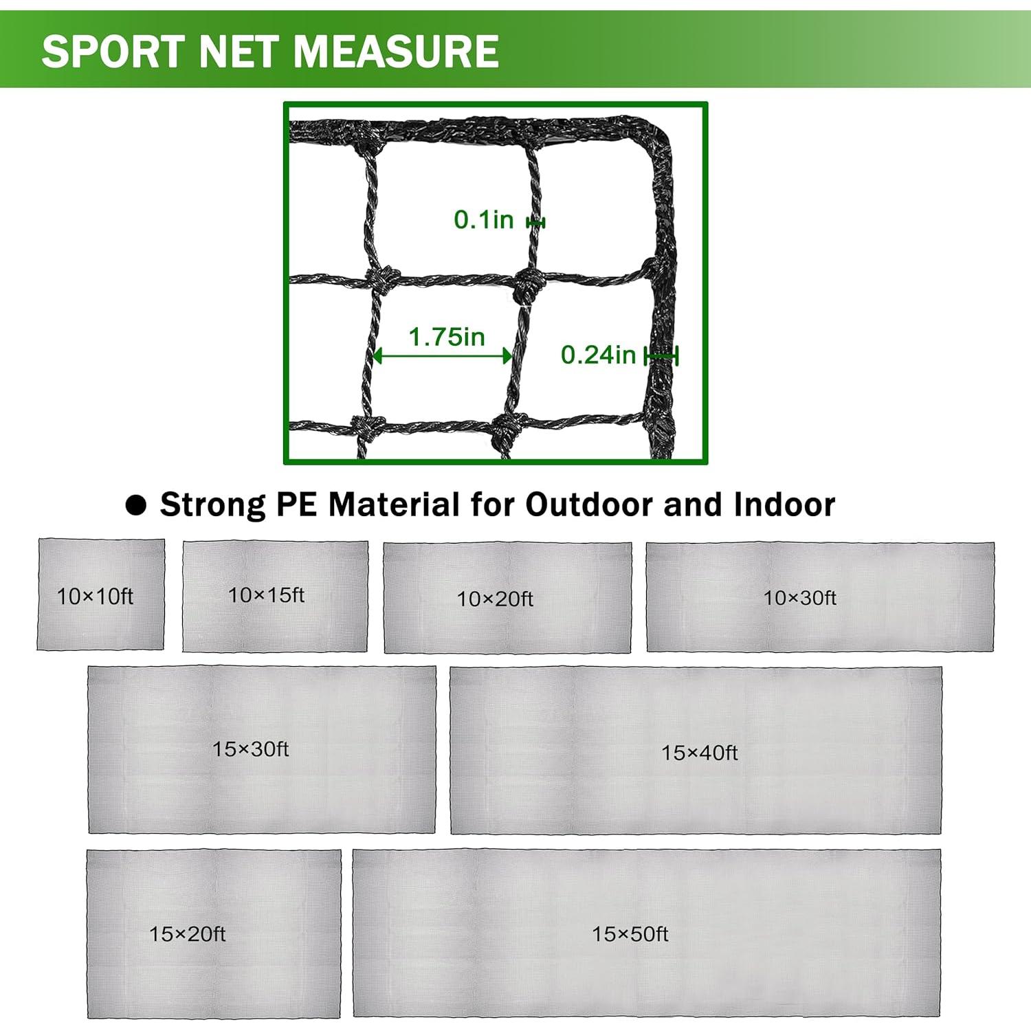 Red de Parada de Béisbol DIOLILI 10x20 pies Alta Resistencia