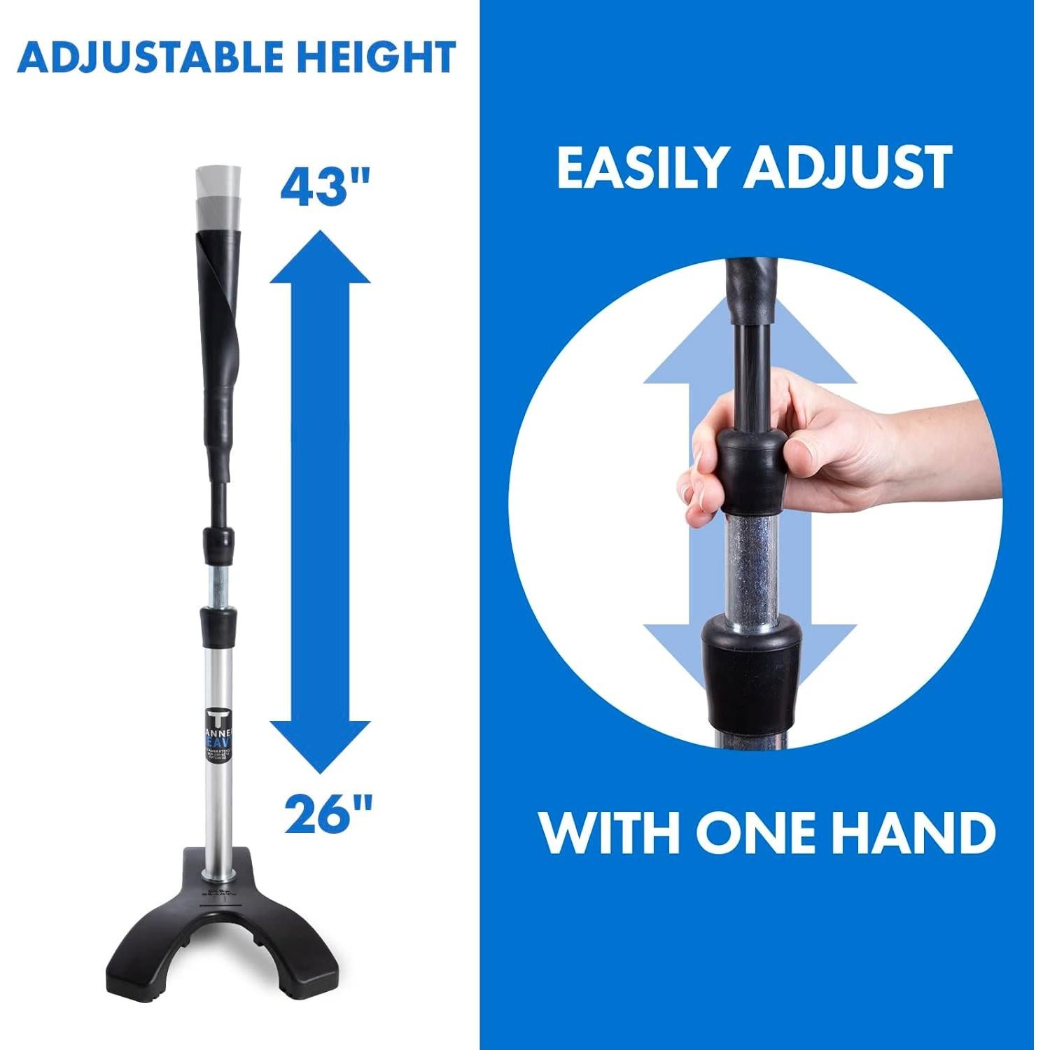 Tee de Bateo Ajustable TANNER Heavy 66-109 cm con Base Claw