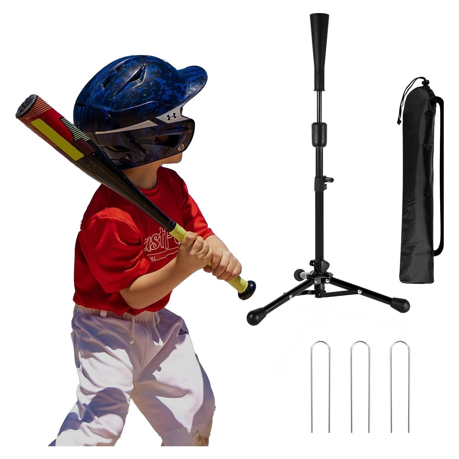 Tee de Béisbol Ajustable Wiseek BT-Negro para Niños 59.69-101.06 cm