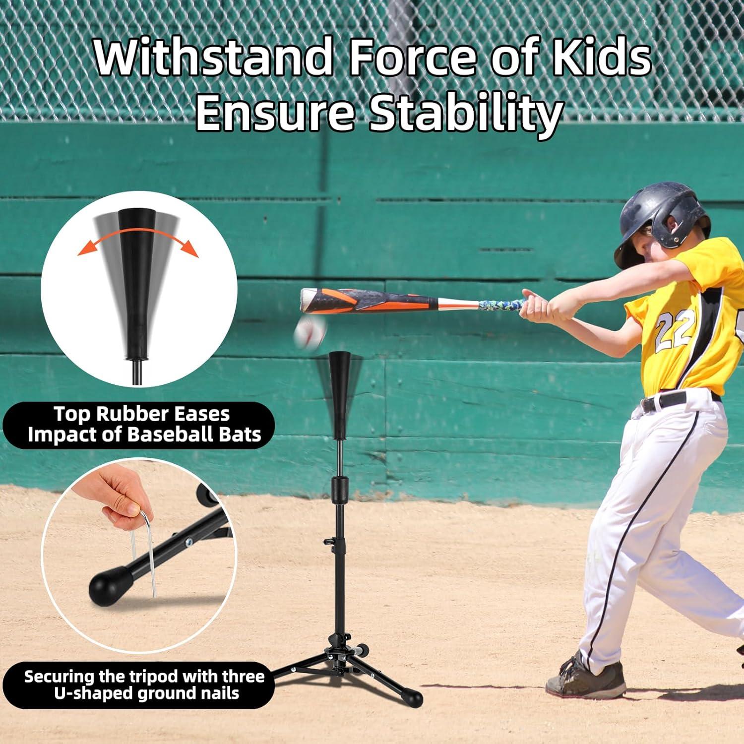 Tee de Béisbol Ajustable Wiseek BT-Negro para Niños 59.69-101.06 cm